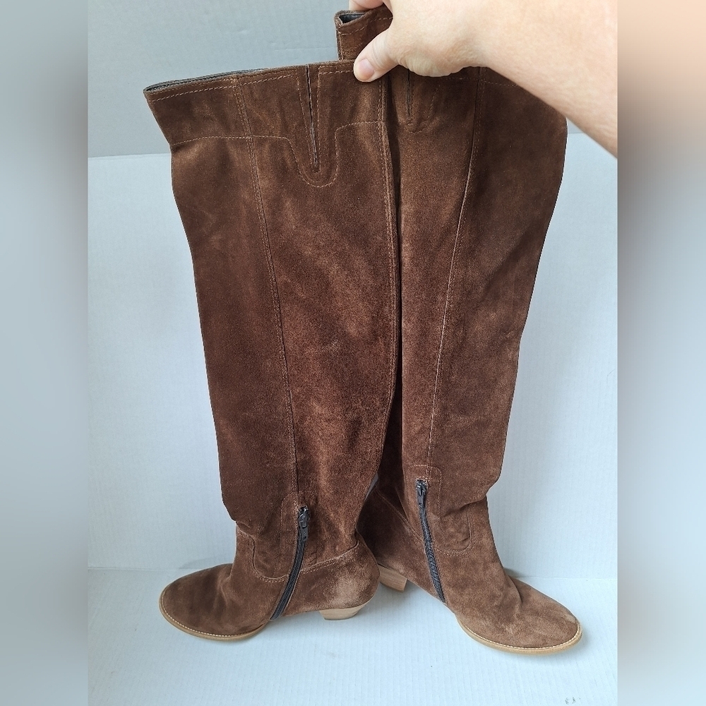Paul Green Munchen Dazzle Brown Suede Over The Knee Womens Heeled Boots Size 7 - Picture 4 of 9